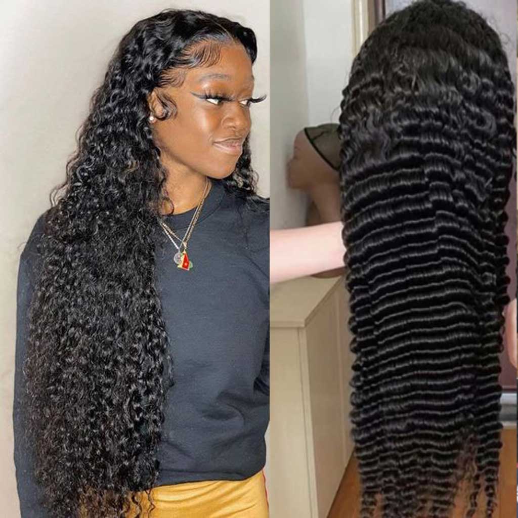 Pre-plucked Deep Wave Full Lace Frontal Wig 13X4 – mybombhair